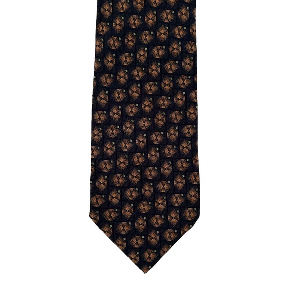 Barneys New York Other - Barney's New York Silk Italian Neck Tie Brown Black Geometric Print